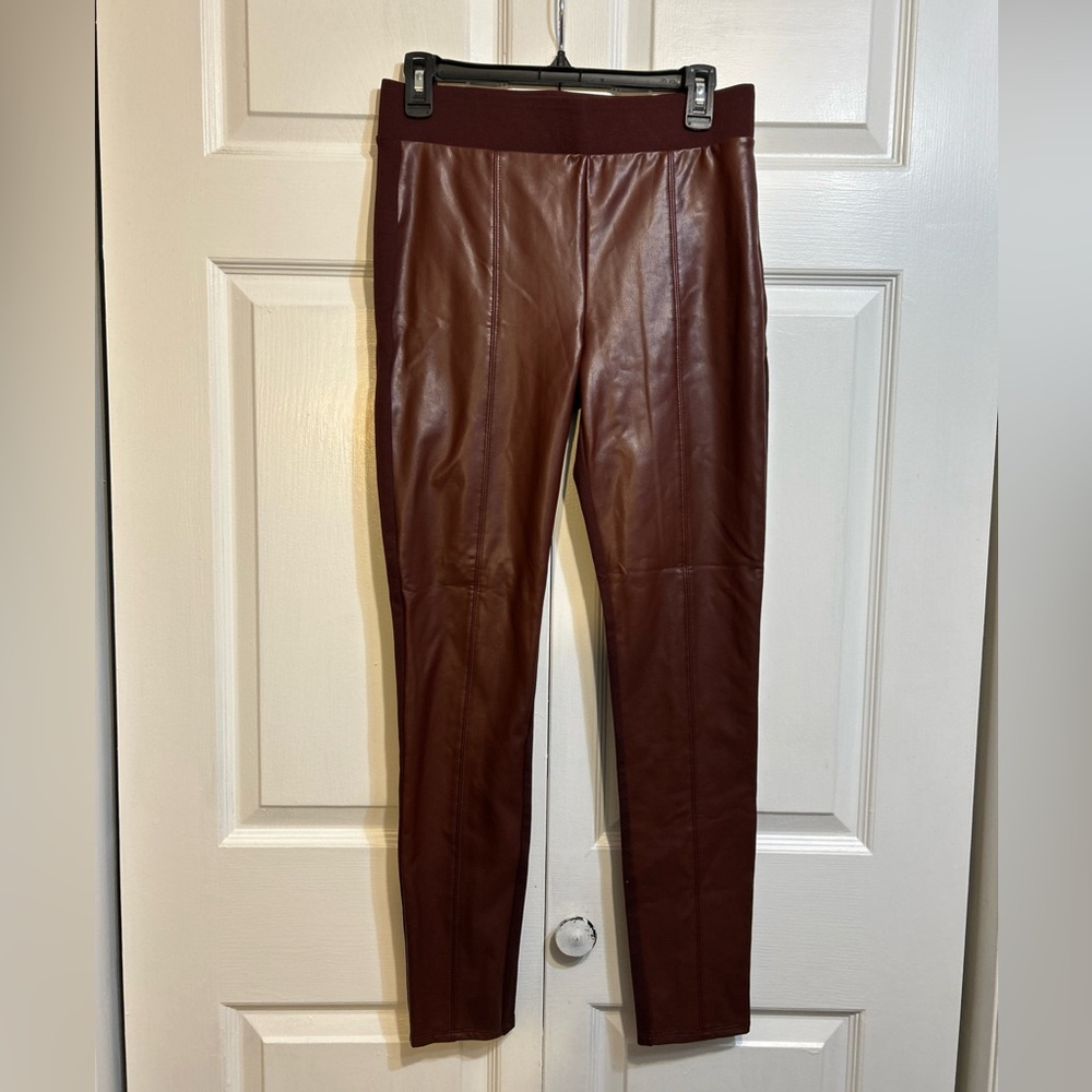 NWT Ann Taylor Factory Pants Legging Faux Leather Front Ponte Back Size S